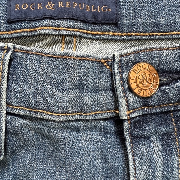 Rock Republic Berlin Women’s Stretch Jeans Embroidered Studded Medium Denim - Picture 2 of 4